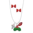 thumbnail image 1 of Delight Jewelry Silvertone 2-D Vanilla Ice Cream Cone with Sprinkles Christmas Kiss Charm Necklace and Stud Earrings, 1 of 4