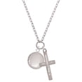 thumbnail image 1 of Delight Jewelry Silvertone 20mm Round Locket Be Strong and Courageous Engraved Cross Zoey Necklace, 28", 1 of 4