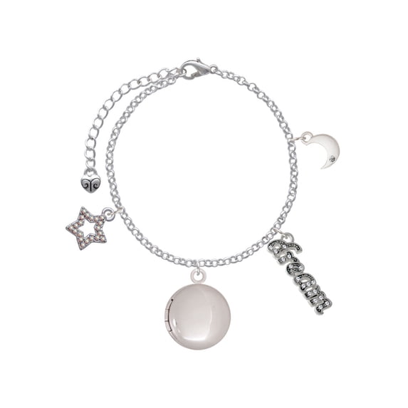 Delight Jewelry Silvertone 20mm Round Locket Silvertone Dream Big Charm Bracelet, 7.5+2" Extender