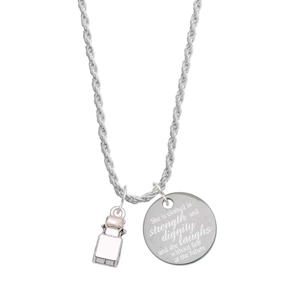 Delight Jewelry Silvertone 3-D Ambulance - She is Clothed in Stength and Dignity Charm Necklace, 20"+3"