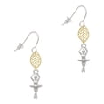 thumbnail image 1 of Delight Jewelry Silvertone 3-D Ballerina Goldtone Leaf French Earrings, 1 of 4