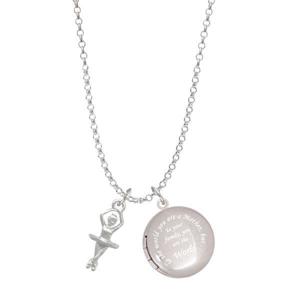 Delight Jewelry Silvertone 3-D Ballerina To the World You are a Mother Locket Necklace