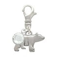 thumbnail image 1 of Delight Jewelry Silvertone 3-D Bear - Silvertone Clip on Charm with Clear Crystal Drop, 1 of 4