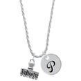 thumbnail image 1 of Delight Jewelry Silvertone 3-D ''Believe'' Stamp Silvertone Script Initial Disc - P - Charm Necklace, 20"+3", 1 of 4