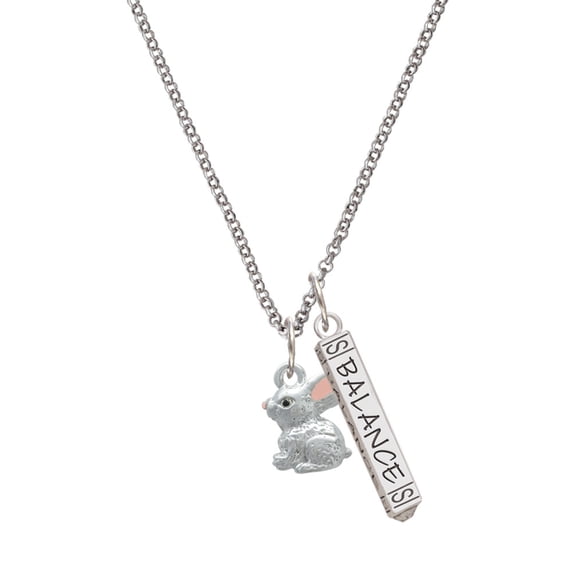 Delight Jewelry Silvertone 3-D Bunny Silvertone Balance Bar Charm Necklace, 23"