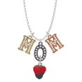 thumbnail image 1 of Delight Jewelry Silvertone 3-D Chocolate Dipped Strawberry Multi-Colored Crystal Mom Charm Necklace, 1 of 5
