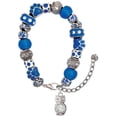 thumbnail image 1 of Delight Jewelry Silvertone 3-D Clear AB Crystal Owl Blue Paw Print Bead Bracelet, 7"+2", 1 of 4
