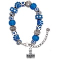 thumbnail image 1 of Delight Jewelry Silvertone 3-D ''Denied'' Stamp Blue Paw Print Bead Bracelet, 7"+2", 1 of 4