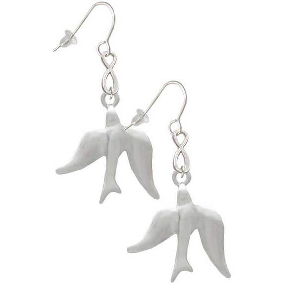 Delight Jewelry Silvertone 3-D Dove Silver tone Infinity French Earrings