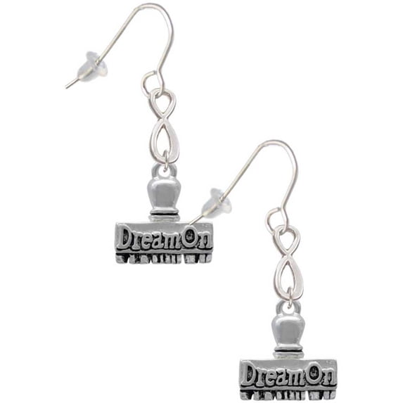 Delight Jewelry Silvertone 3-D ''Dream On'' Stamp Silver tone Infinity French Earrings