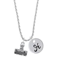 thumbnail image 1 of Delight Jewelry Silvertone 3-D ''Dream On'' Stamp Silvertone Script Initial Disc - H - Charm Necklace, 20"+3", 1 of 4