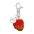 thumbnail image 1 of Delight Jewelry Silvertone 3-D Enamel Mango - Silvertone Clip on Charm with Clear Crystal Drop, 1 of 4