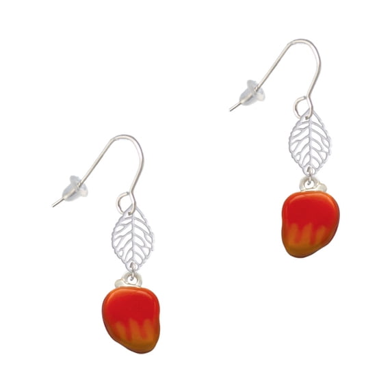 Delight Jewelry Silvertone 3-D Enamel Mango Silvertone Leaf French Earrings