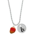 thumbnail image 1 of Delight Jewelry Silvertone 3-D Enamel Mango Silvertone Script Initial Disc - & - Charm Necklace, 20"+3", 1 of 4