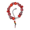 thumbnail image 1 of Delight Jewelry Silvertone 3-D Enamel Parrot Red Paw Print Bead Bracelet, 7"+2", 1 of 4
