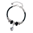 thumbnail image 1 of Delight Jewelry Silvertone 3-D Enamel Soccerball Spinner Big Sister Celtic Knot Leather Bead Bracelet, 7"+2" Extender, 1 of 4