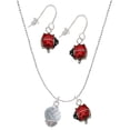 thumbnail image 1 of Delight Jewelry Silvertone 3-D Enamel Volleyball Spinner Red Lucky Ladybug Necklace and Dangle Earrings Set, 1 of 6