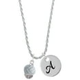 thumbnail image 1 of Delight Jewelry Silvertone 3-D Enamel Volleyball Spinner Silvertone Script Initial Disc - A - Charm Necklace, 20"+3", 1 of 4