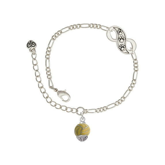 Delight Jewelry Silvertone 3-D Enamel Waterpolo ball Spinner Silver-tone Paw Infinity Link Chain Bracelet, 6"+2" Extender