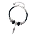 thumbnail image 1 of Delight Jewelry Silvertone 3-D Feather Daughter Celtic Knot Leather Bead Bracelet, 7"+2" Extender, 1 of 4