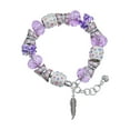 thumbnail image 1 of Delight Jewelry Silvertone 3-D Feather Purple Butterfly Bead Charm Bracelet, 7"+1" Extender, 1 of 5