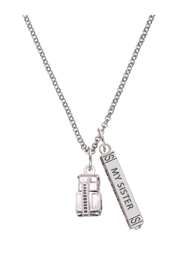 Silvertone 3-D Fire Engine - Silvertone Always My Sister Bar Charm Necklace, 23"