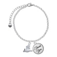 thumbnail image 1 of Delight Jewelry Silvertone 3-D Flying Bat with Crystals - Domed Thank You Charm Bracelet, 6"+2", 1 of 5