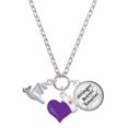 thumbnail image 1 of Delight Jewelry Silvertone 3-D Flying Bat with Crystals - Purple Heart Nurse Strong Zoe Necklace, 1 of 4