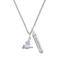 thumbnail image 1 of Delight Jewelry Silvertone 3-D Flying Bat with Crystals Silvertone Guardian Angel Bar Charm Necklace, 23", 1 of 4