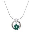 thumbnail image 1 of Delight Jewelry Silvertone 3-D Frosted Green Resin Ornament with Crystals Gymnastics Ring Charm Necklace, 18", 1 of 4