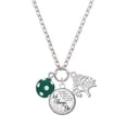 thumbnail image 1 of Delight Jewelry Silvertone 3-D Frosted Green Resin Ornament with Crystals Let Things Go Fall Zoey Charm Necklace, 28", 1 of 4