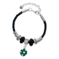 thumbnail image 1 of Delight Jewelry Silvertone 3-D Frosted Green Resin Ornament with Crystals Mother Celtic Knot Leather Bead Bracelet, 7"+2" Extender, 1 of 1