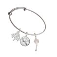 thumbnail image 1 of Delight Jewelry Silvertone 3-D Graduation Hat Silvertone Let Things Go Tree Charm Bangle Bracelet, 1 of 4