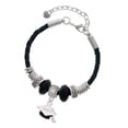 thumbnail image 1 of Delight Jewelry Silvertone 3-D Graduation Hat with 2021 Mom Celtic Knot Leather Bead Bracelet, 7"+2" Extender, 1 of 4