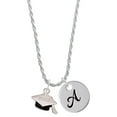 thumbnail image 1 of Delight Jewelry Silvertone 3-D Graduation Hat with 2022 Silvertone Script Initial Disc - A - Charm Necklace, 20"+3", 1 of 4