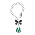 thumbnail image 1 of Delight Jewelry Silvertone 3-D Green Striped Ornament - Silvertone Black Bow Charm Accessory for Tumblers and Thermal Cups, 1 of 4
