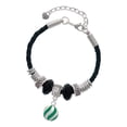 thumbnail image 1 of Delight Jewelry Silvertone 3-D Green Striped Ornament Wife Celtic Knot Leather Bead Bracelet, 7"+2" Extender, 1 of 4