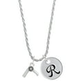 thumbnail image 1 of Delight Jewelry Silvertone 3-D Hair Dryer Silvertone Script Initial Disc - R - Charm Necklace, 20"+3", 1 of 4