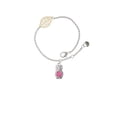 thumbnail image 1 of Delight Jewelry Silvertone 3-D Hot Pink & AB Crystal Owl - Goldtone Leaf Delicate Bracelet, 6.25+1.75", 1 of 4