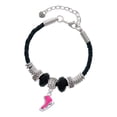 thumbnail image 1 of Delight Jewelry Silvertone 3-D Hot Pink Ice Skate Granddaughter Celtic Knot Leather Bead Bracelet, 7"+2" Extender, 1 of 4