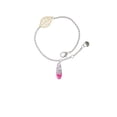 thumbnail image 1 of Delight Jewelry Silvertone 3-D Hot Pink Running Shoe - Goldtone Leaf Delicate Bracelet, 6.25+1.75", 1 of 4