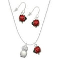 thumbnail image 1 of Delight Jewelry Silvertone 3-D Imitation Pearl & Clear Crystal Owl Red Lucky Ladybug Necklace and Dangle Earrings Set, 1 of 6