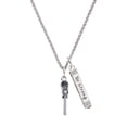 thumbnail image 1 of Delight Jewelry Silvertone 3-D Lacrosse Stick and Ball Silvertone Be Strong and Courageous Bar Charm Necklace, 23", 1 of 4