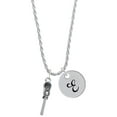 thumbnail image 1 of Delight Jewelry Silvertone 3-D Lacrosse Stick and Ball Silvertone Script Initial Disc - E - Charm Necklace, 20"+3", 1 of 4