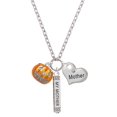 thumbnail image 1 of Delight Jewelry Silvertone 3-D Large Orange Jack O' Lantern with Green Leaves Always My Mother Bar Zoe Necklace, 1 of 4