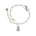 thumbnail image 1 of Delight Jewelry Silvertone 3-D Light Blue & AB Crystal Owl Silver-tone Paw Infinity Link Chain Bracelet, 6"+2" Extender, 1 of 3