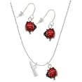 thumbnail image 1 of Delight Jewelry Silvertone 3-D Lipstick Red Lucky Ladybug Necklace and Dangle Earrings Set, 1 of 6
