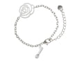 thumbnail image 1 of Delight Jewelry Silvertone 3-D Makeup Brush Silver-tone Flower Link Chain Bracelet, 6.75"+2" Extender, 1 of 4