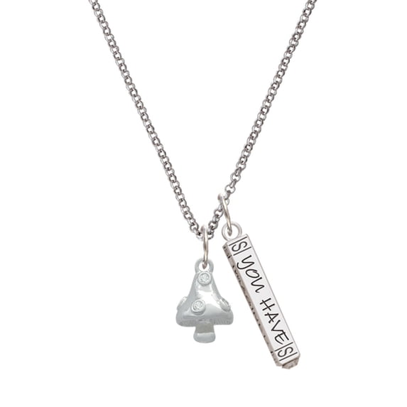 Delight Jewelry Silvertone 3-D Mushroom with Clear Crystals Silvertone Live the Life You Have Imagined Bar Charm Necklace, 23"