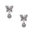 thumbnail image 1 of Delight Jewelry Silvertone 3-D Pickleball Silvertone Antiqued Butterfly Post Earrings, 1 of 4